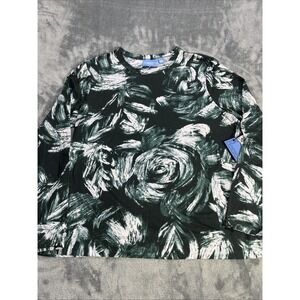 Simply Vera Vera Wang Womens Shirt PXL Petite Green Abstract Dye Long Sleeve Top